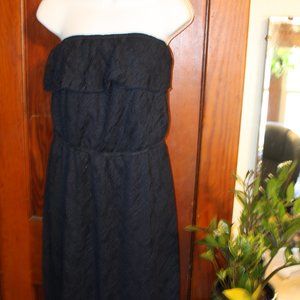 Strapless Navy Crochet Country Style Dress